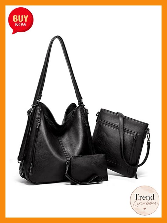 Convertible Backpack Hobo Bag Tote Satchel Set 3pcs Vegan Leather Purse main image 6